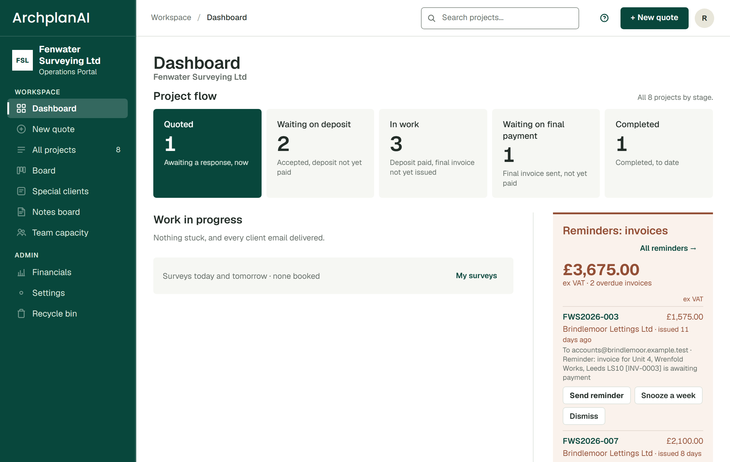 The ArchplanAI dashboard